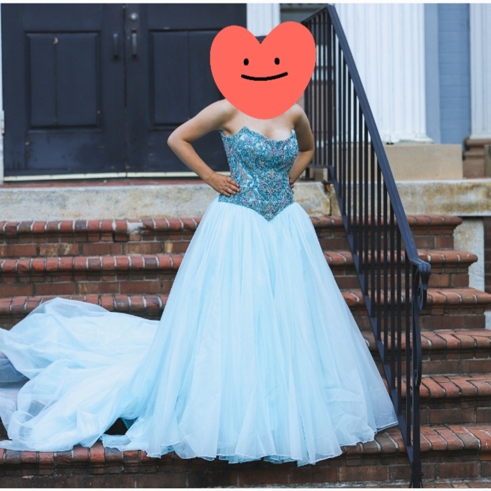 Sherri Hill Strapless Blue Gown